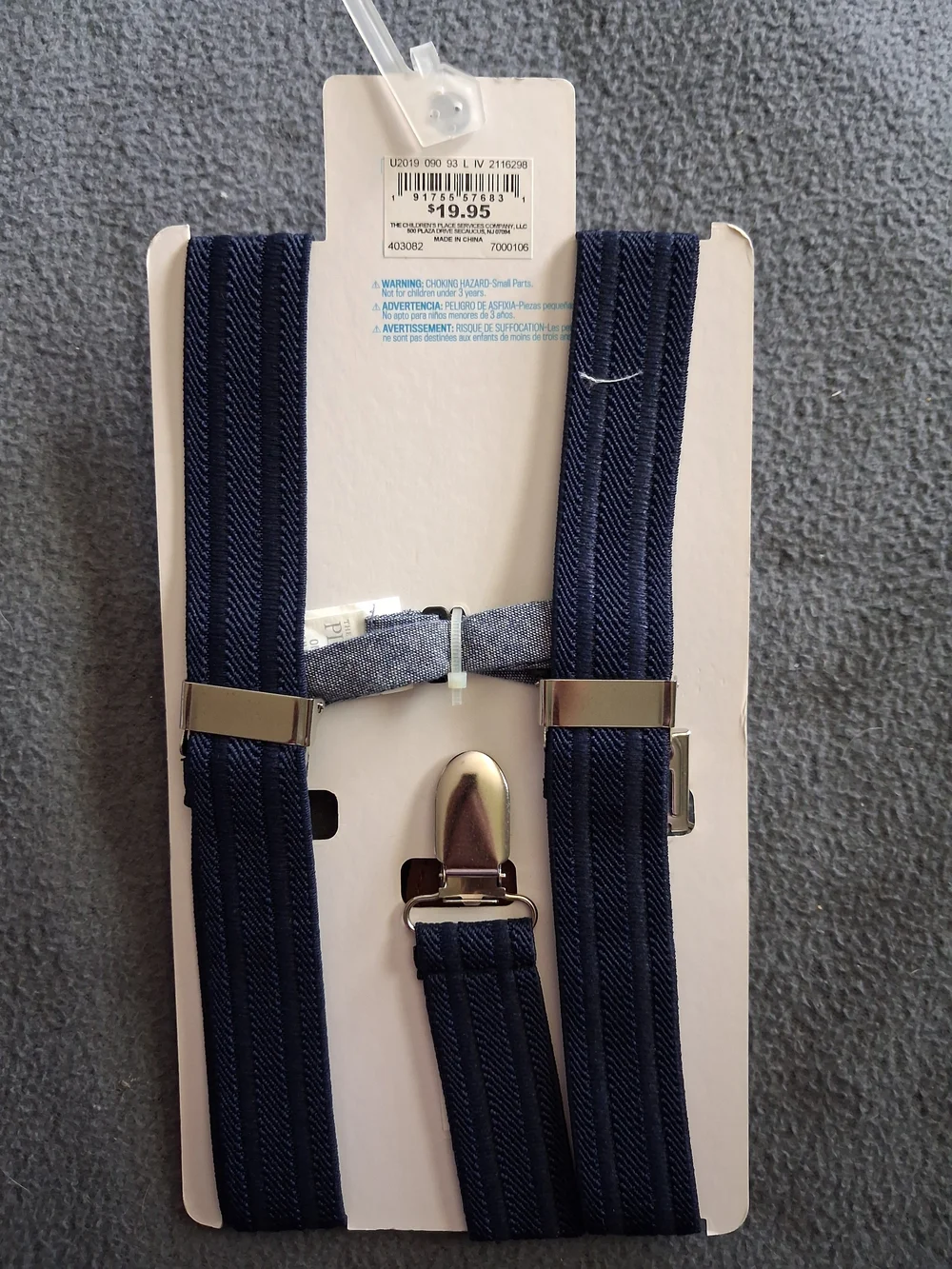 The Childrens Place Navy Suspenders with Bow Tie